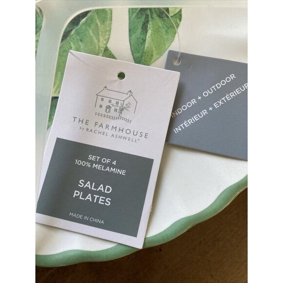 RACHEL ASHWELL MELAMINE Salad Plates Set Of 4 New 8" Cherry THE FARMHOUSE - Picture 2 of 5